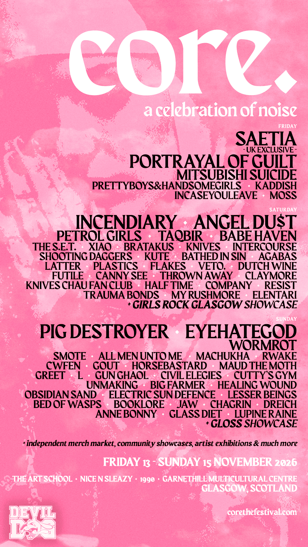 Core Festival 2026 full lineup poster