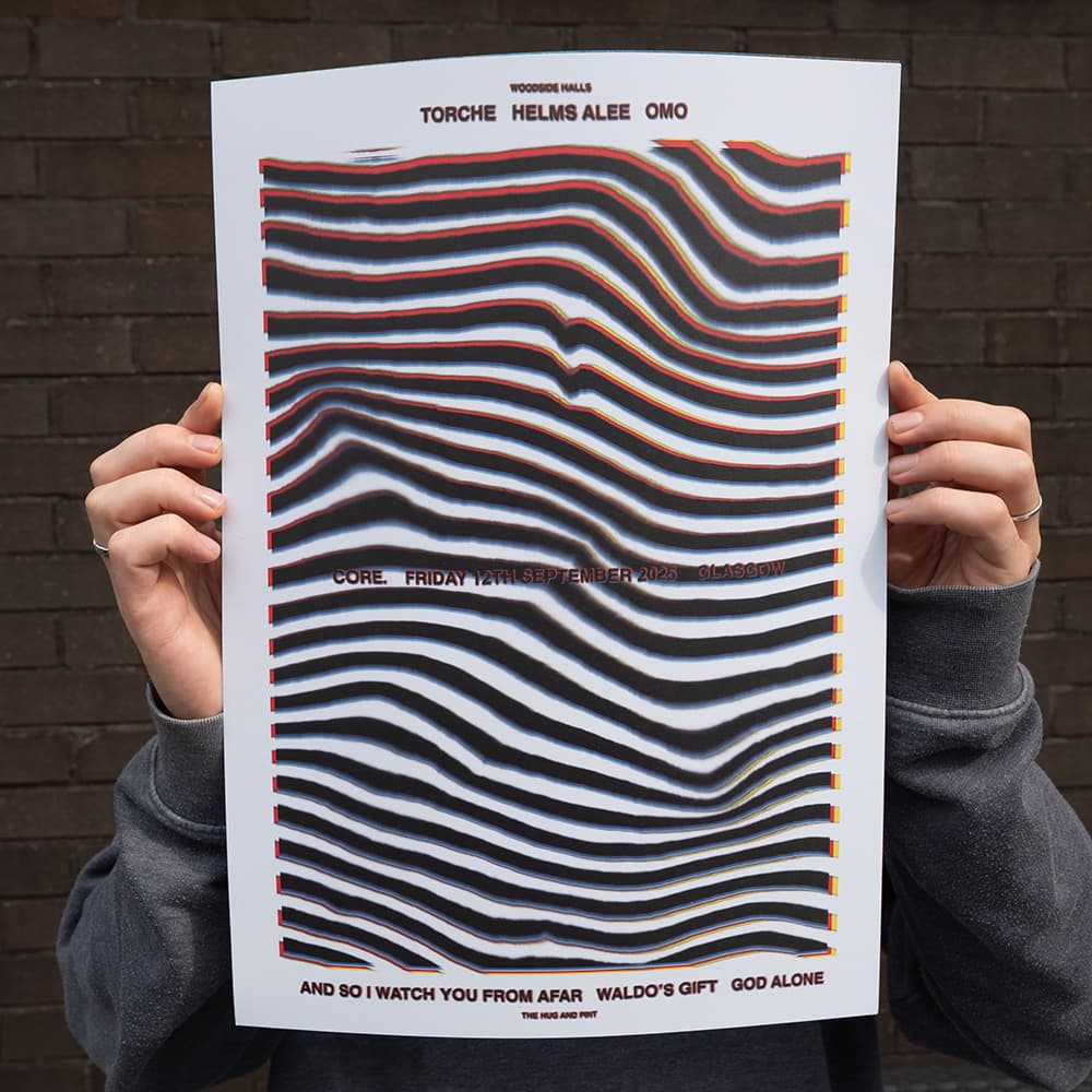 Core Friday 2025 screen print poster with black wavy lines